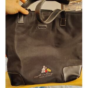 Disney Parks Mickey Mouse Tote Bag Black Since 1928 Embroidered Travel